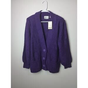 Separate Issue Vintage Purple Knit Cardigan Men's Small NWT Button Front Winter
